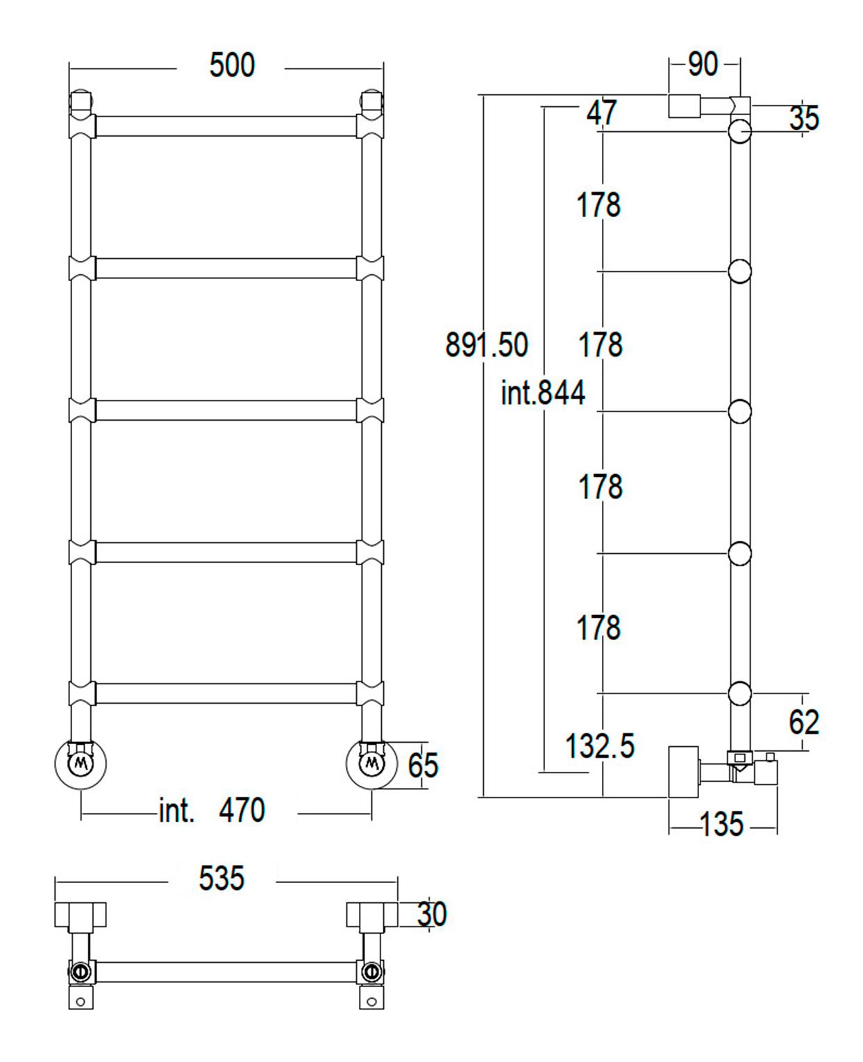 Полотенцесушитель водяной Margaroli Sole 442-5 50x90 хром