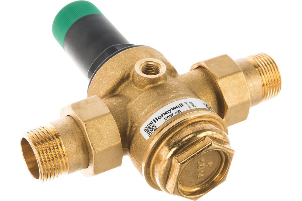 Клапан понижения давления Honeywell на горячую воду, диапазон регулировки 1.5-6 атм D06F-1"B