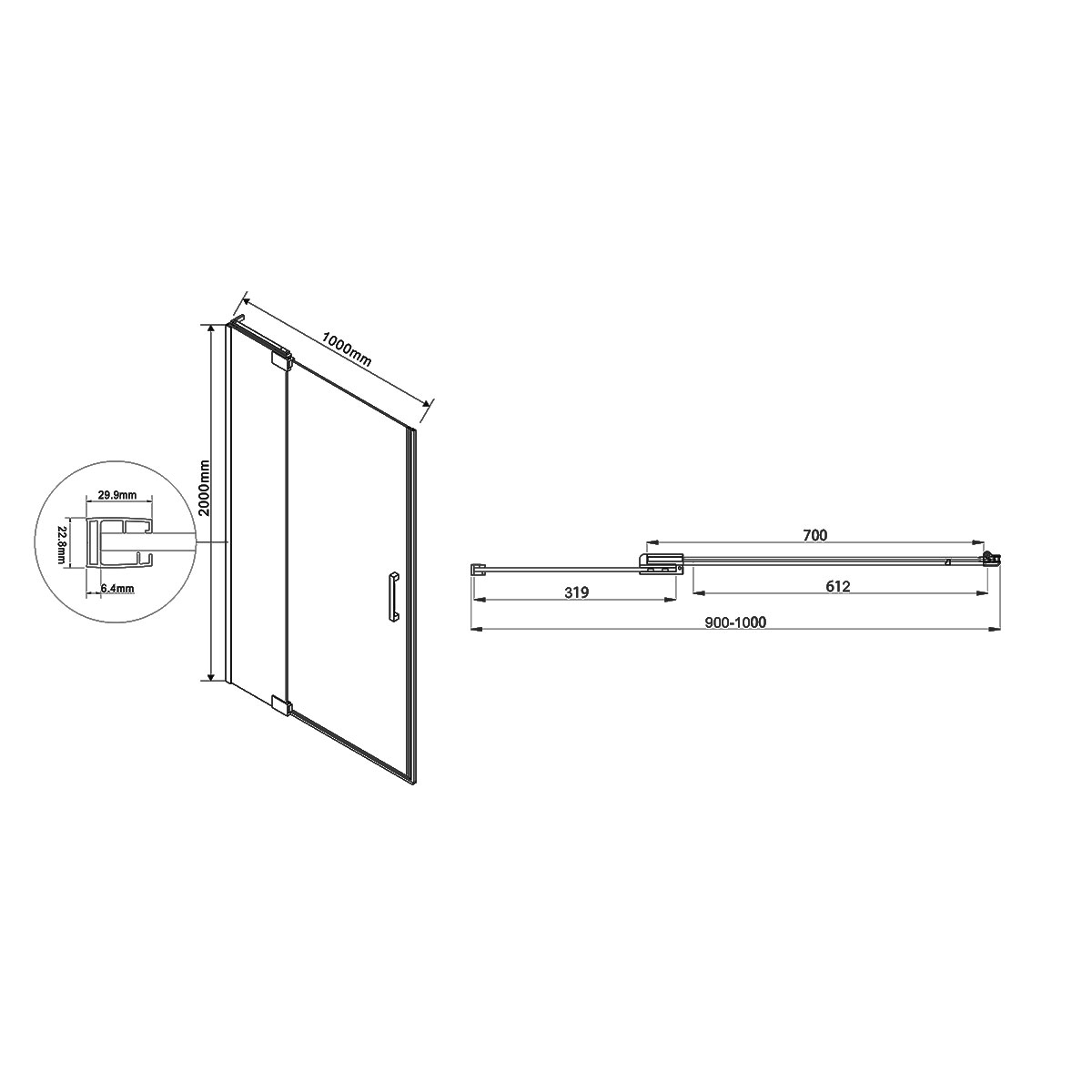 Душевая дверь Vincea Extra VDP-1E 90/100x200 хром, прозрачная