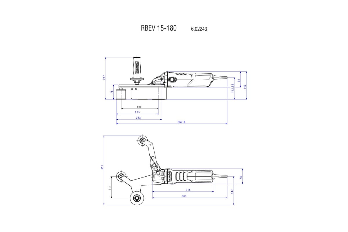 Шлифователь труб Metabo RBE 15-180 Set до 180мм 602243500