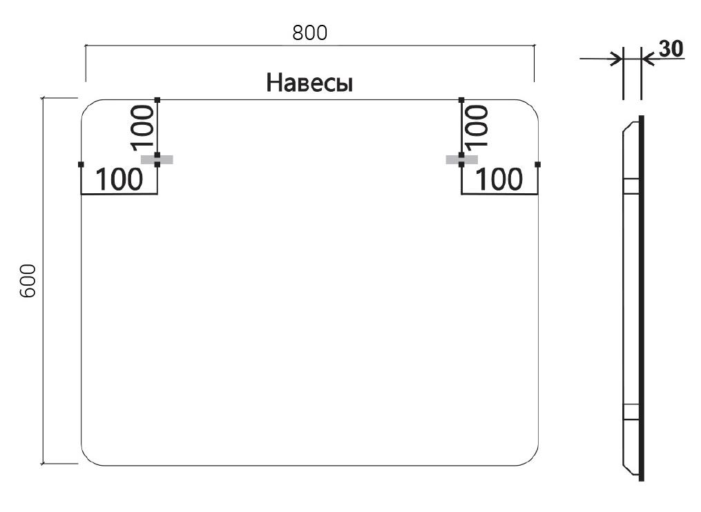 Зеркало Vincea VLM-3MA800 80x60 см, сенсорный выключатель и диммер