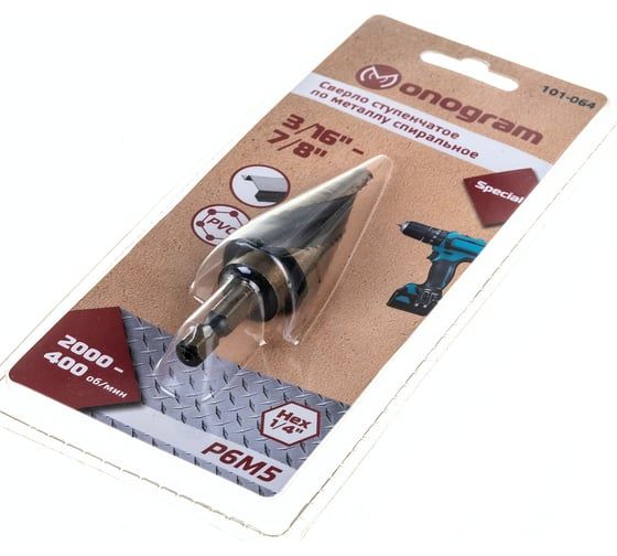 Сверло ступенчатое Special (3/16" - 7/8"; 12 ступеней; Р6М5) MONOGRAM 101-064