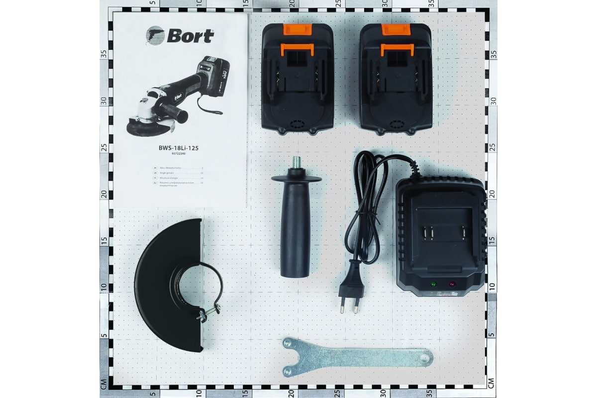 Шлифовальная угловая аккумуляторная машина Bort BWS-18Li-125 93722340