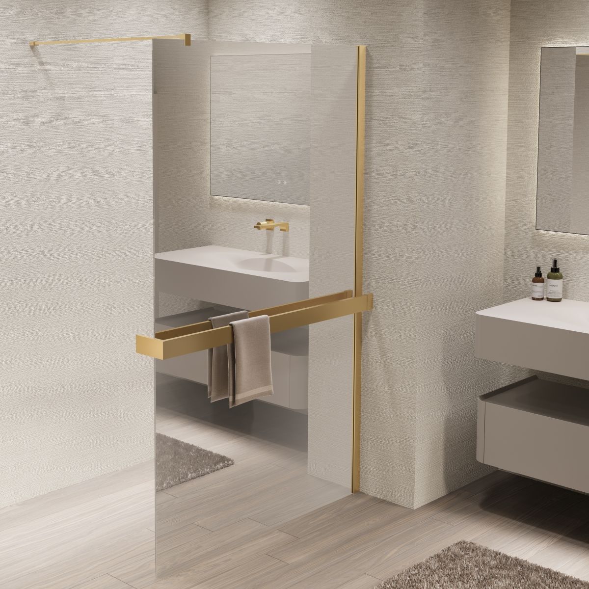 Душевая перегородка Vincea Walk-In VSW-1HR100MRG 100x200 матовое золото, зеркальное