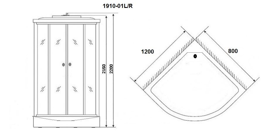 Душевая кабина Niagara NG-1910-01R 120x80 тонированное, правая