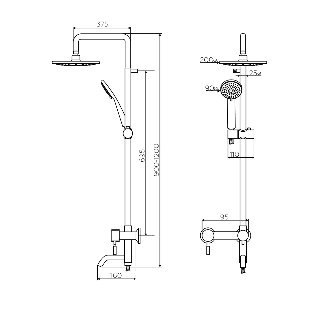 Душевая стойка Dorff Logic D0703000SS нержавеющая сталь