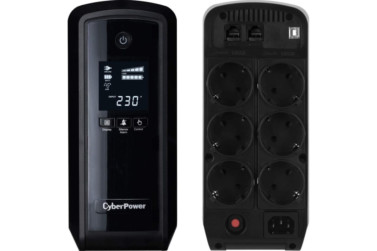 Источник бесперебойного питания Cyberpower Line-Interactive 1500VA/900W USB/RS-232/RJ11/45 6 EURO CP1500EPFCLCD