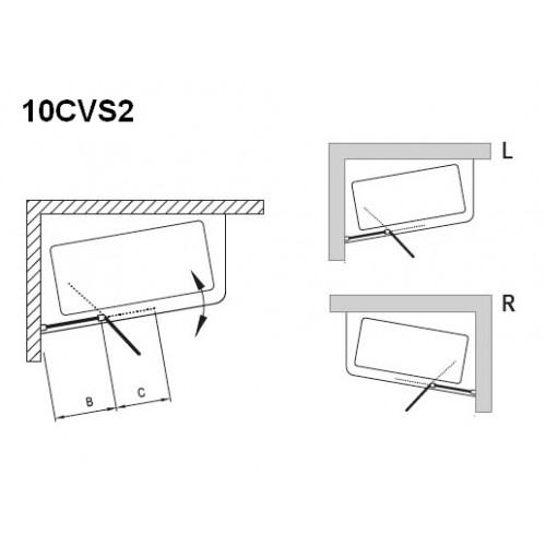 Шторка для ванны Ravak 10° 10CVS2 150x99 сатин, R