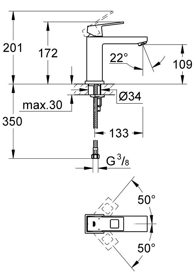 Смеситель для раковины Grohe Eurocube 23446000