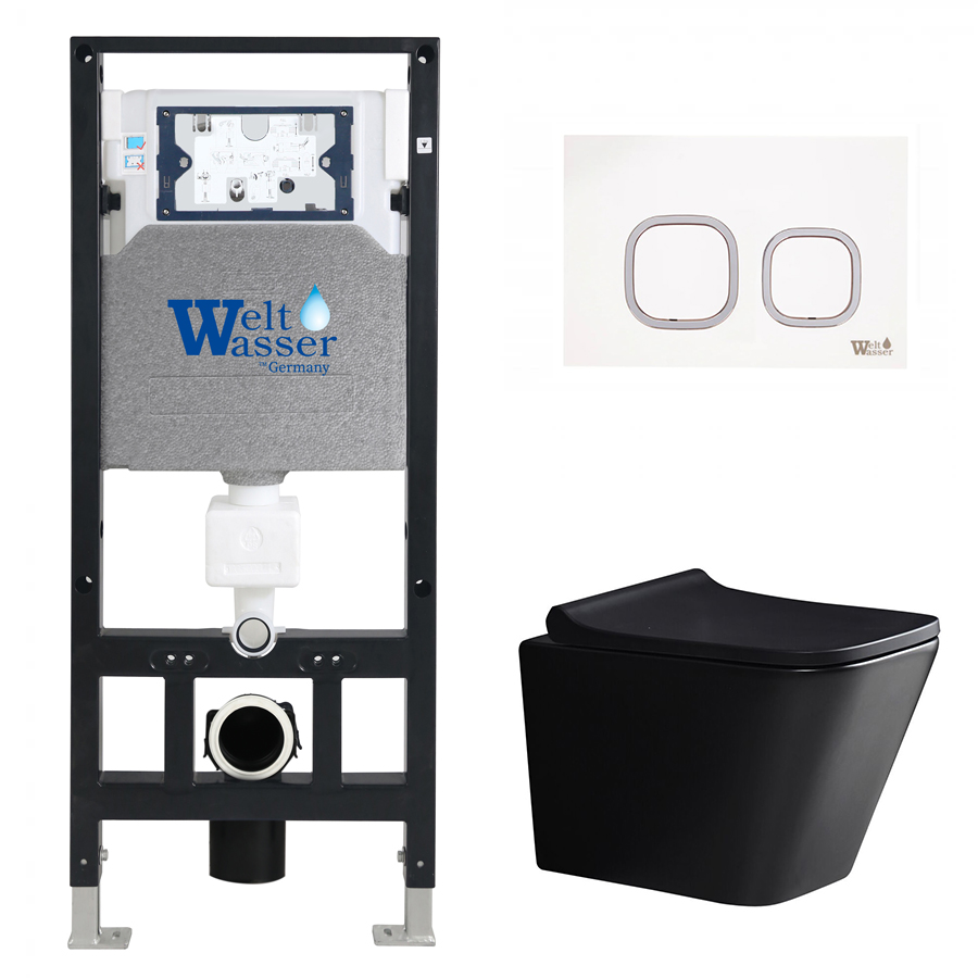Комплект Weltwasser 10000010536 унитаз Gelbach 041 MT-BL + инсталляция + кнопка Amberg RD-WT