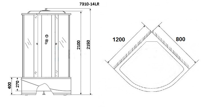 Душевая кабина Niagara NG- 7310-14L 120x80 стекло матовое