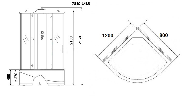 Душевая кабина Niagara NG- 7310-14L 120x80 стекло матовое