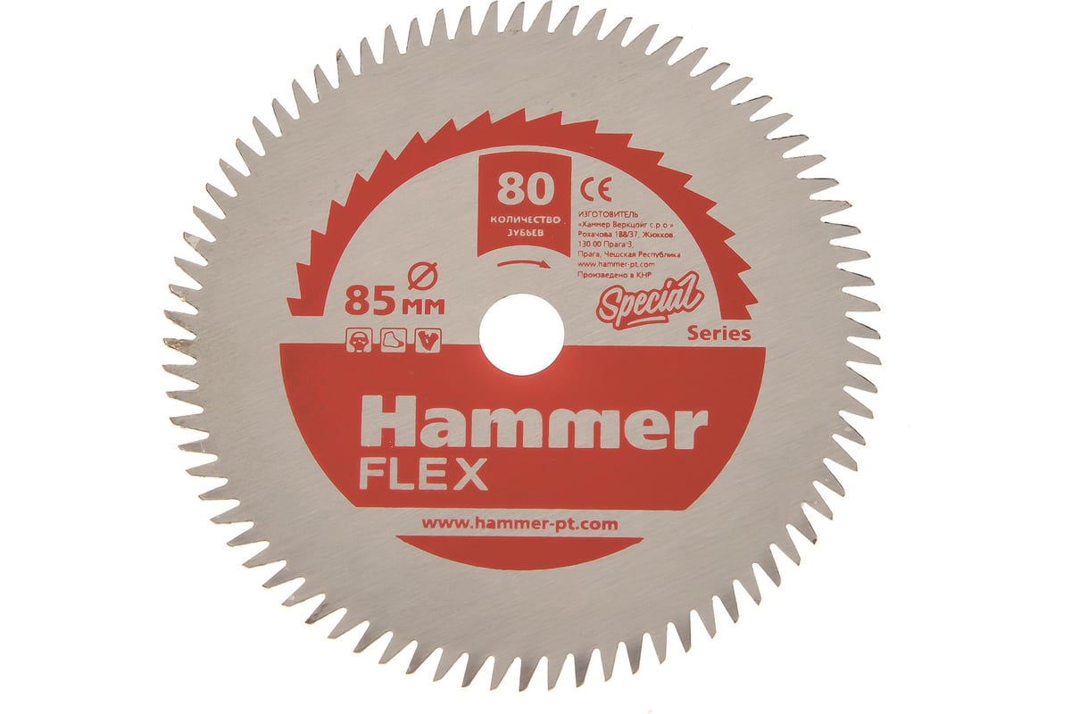 Диск пильный Flex 205-135 (10х85 мм; HSS; 80 зубьев) Hammer 549567
