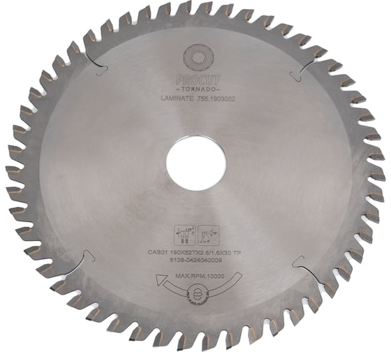 Диск отрезной для ламината и МДФ (190x30x2.6/1.6 мм; Z=52 TFZ) PROCUT 755.1903052