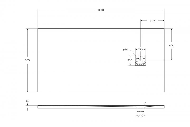 Поддон для душа BelBagno TRAY-MR-UNO-AH-160/80-35-W-NO 160x80 белый, накладка черный