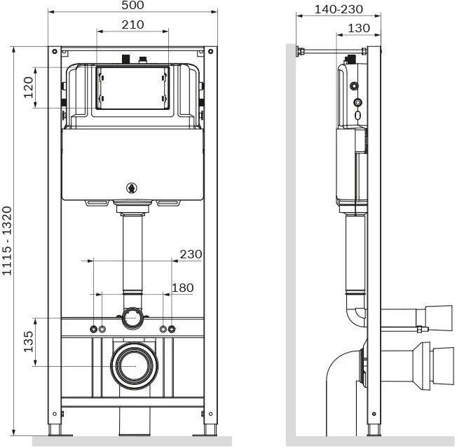 Инсталляция для унитаза Am.Pm Pro I012704.9031 с клавишей, никель