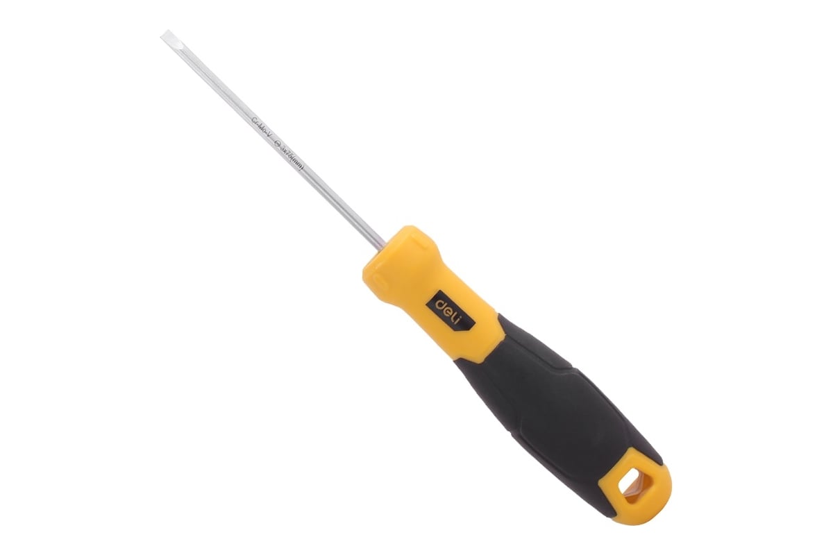 Шлицевая отвертка Deli SL3х75мм DL6330751 Cr-V, магнит, TPR+PP ручка 98345