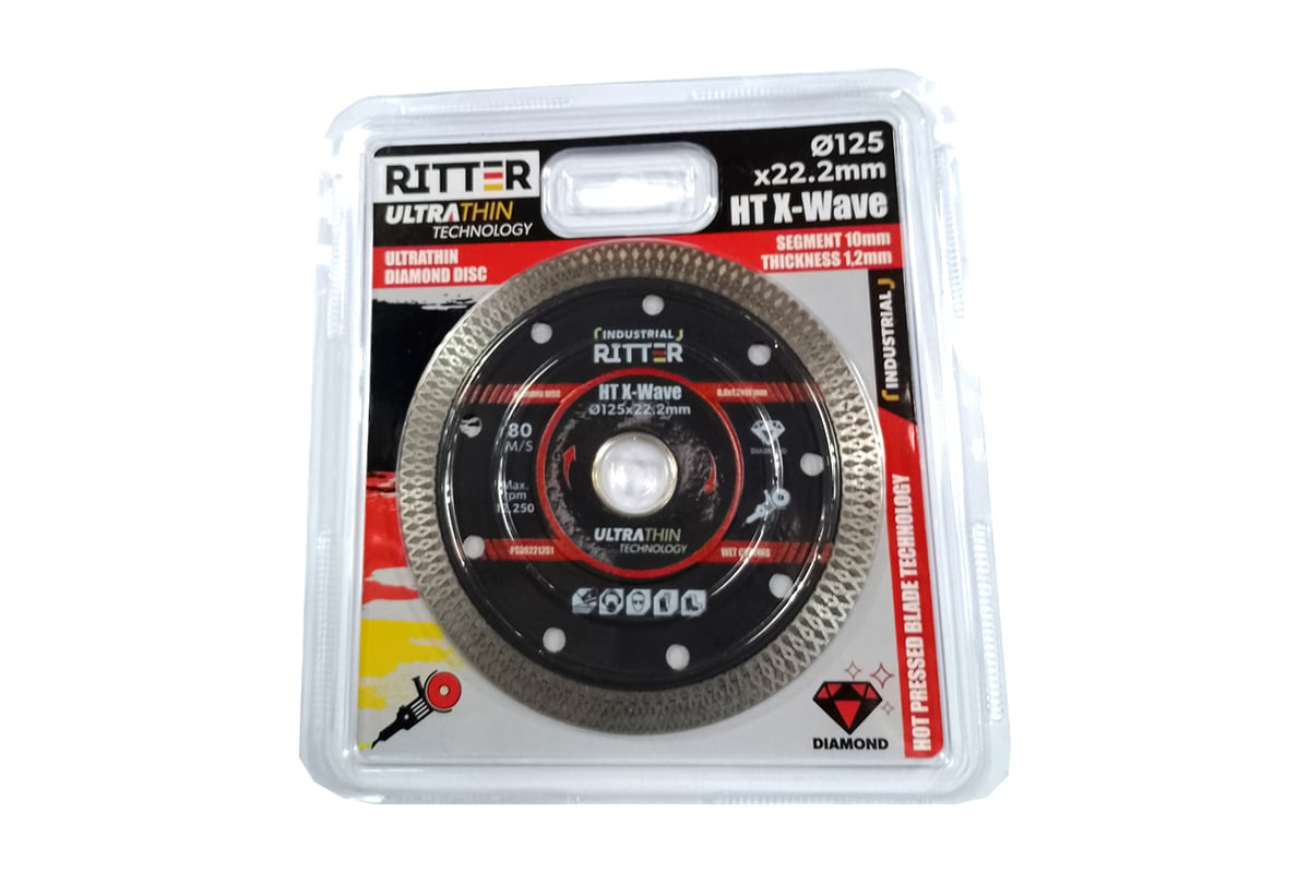 Диск алмазный Eco HT X-Wave 125x22.23 мм, 0.8x1.2x10 мм RITTER PS30131250