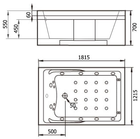 Акриловая ванна Gemy G9061 new O R 181x121 см