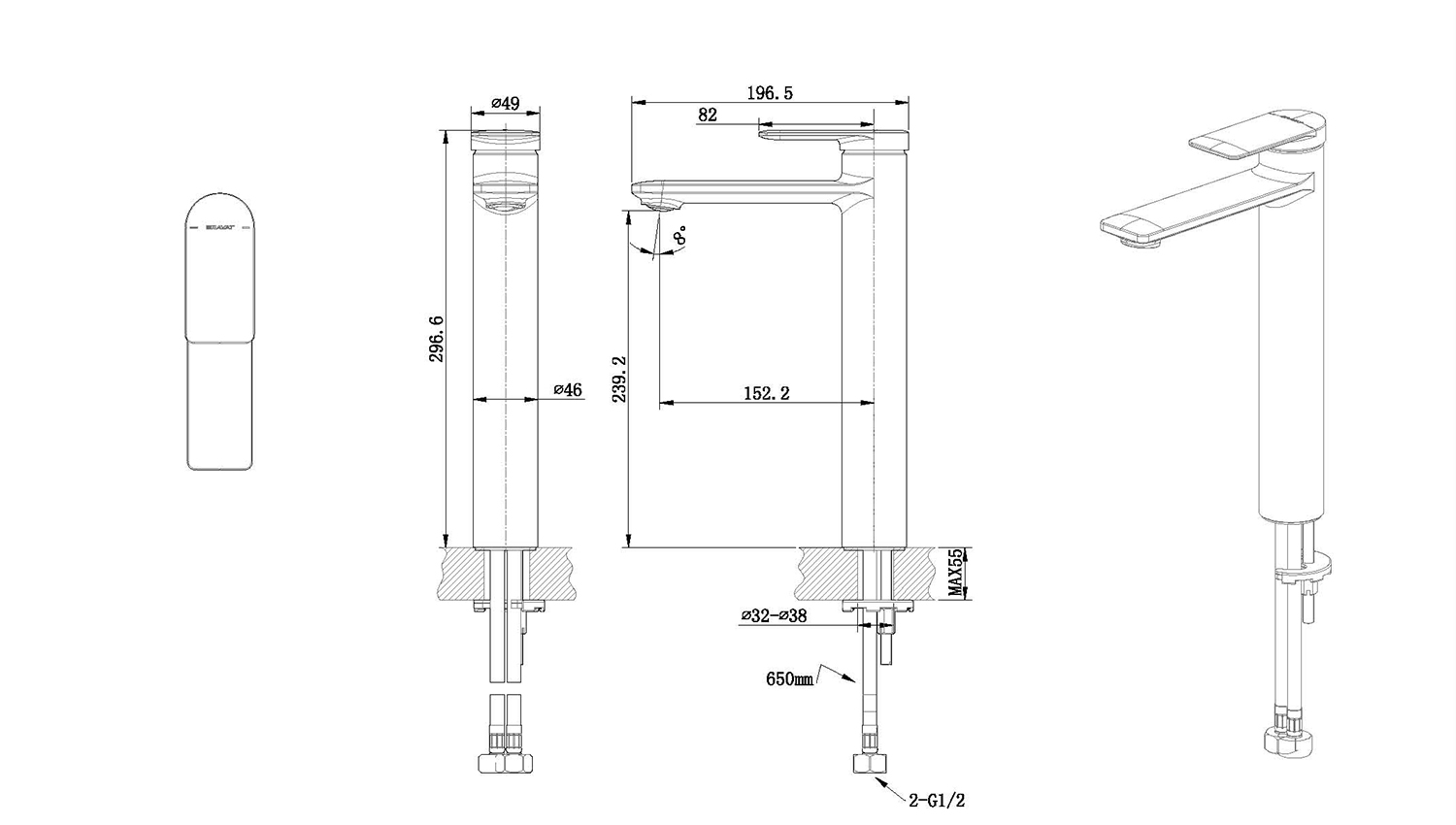 Смеситель для раковины Bravat Eddie F1369402BW-A9-ENG черный