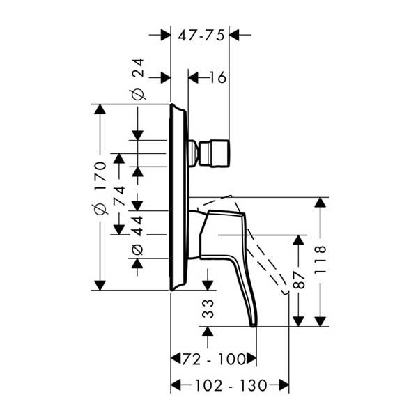 Смеситель для ванны Hansgrohe Metris Classic 31485000 внешняя часть