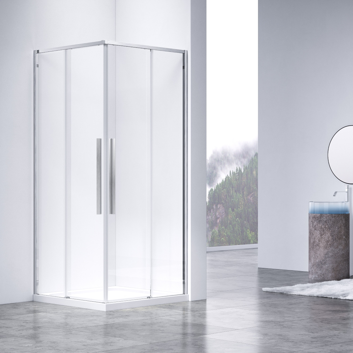 Душевой уголок Vincea Slim-N VSS-4SN9010CLBN 100x90 брашированный никель, прозрачное