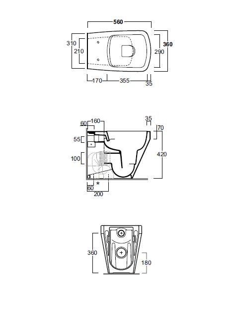 Приставной унитаз Simas Baden-Baden BB01bi безободковый