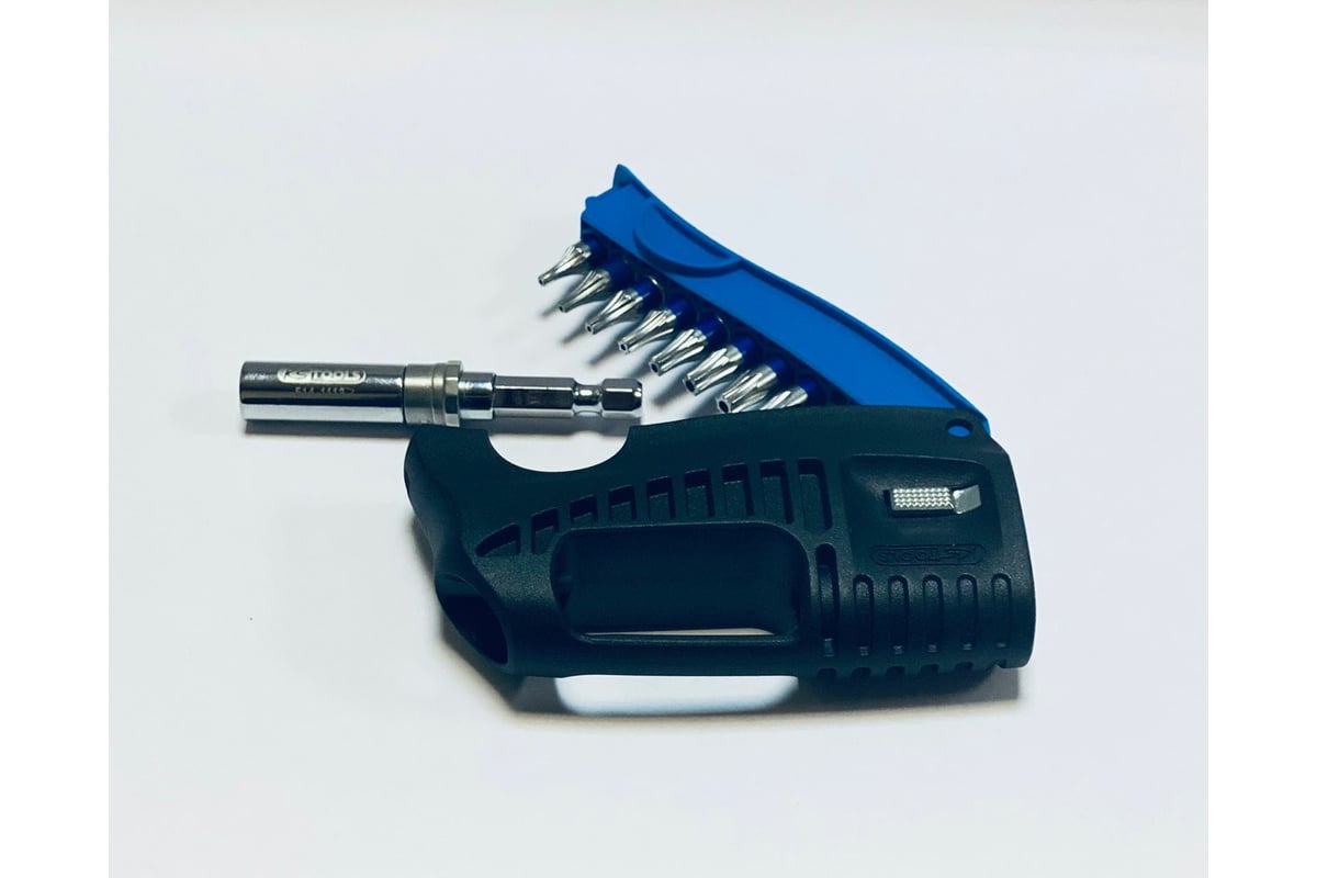 Набор бит с отверткой KS Tools TB 1/4" реверсивная трещотка, складывающийся 918.2855