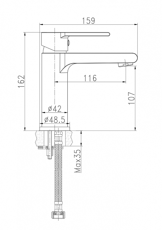 Смеситель для раковины Cersanit Brasko A63020 с донным клапаном, хром