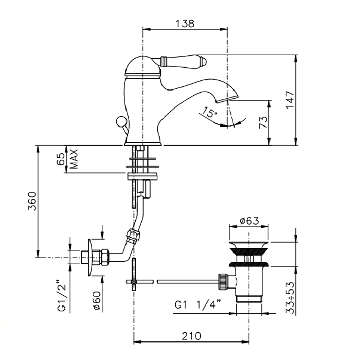 Смеситель для раковины Nicolazzi El Capitan 3402CR75