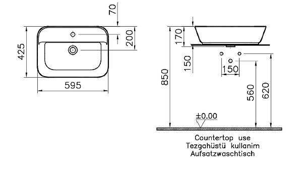 Раковина VitrA Geo 7426B003-0001 60 см