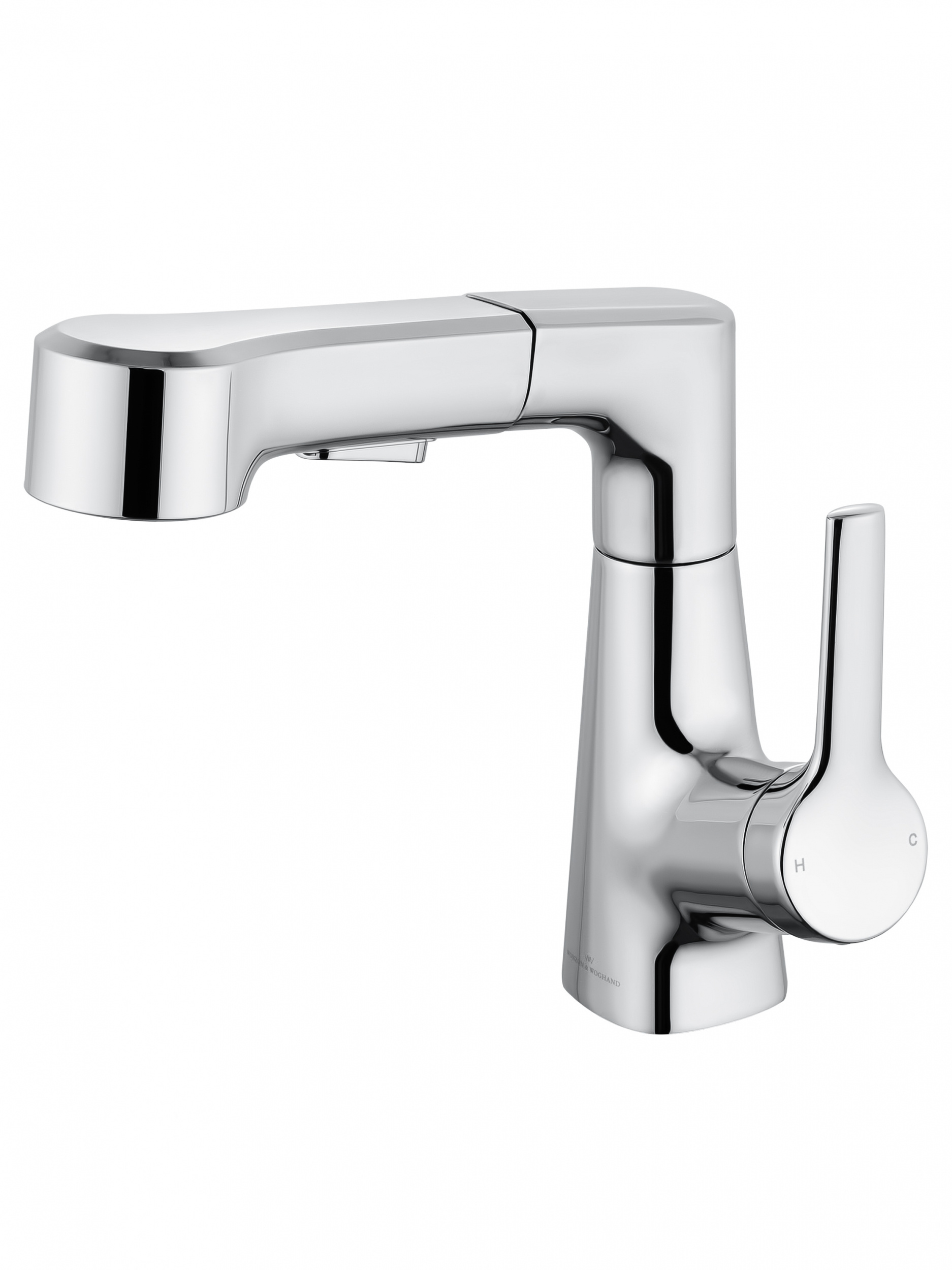 Смеситель для раковины Wonzon&Woghand WW-121B108-CR выдвижной излив, хром