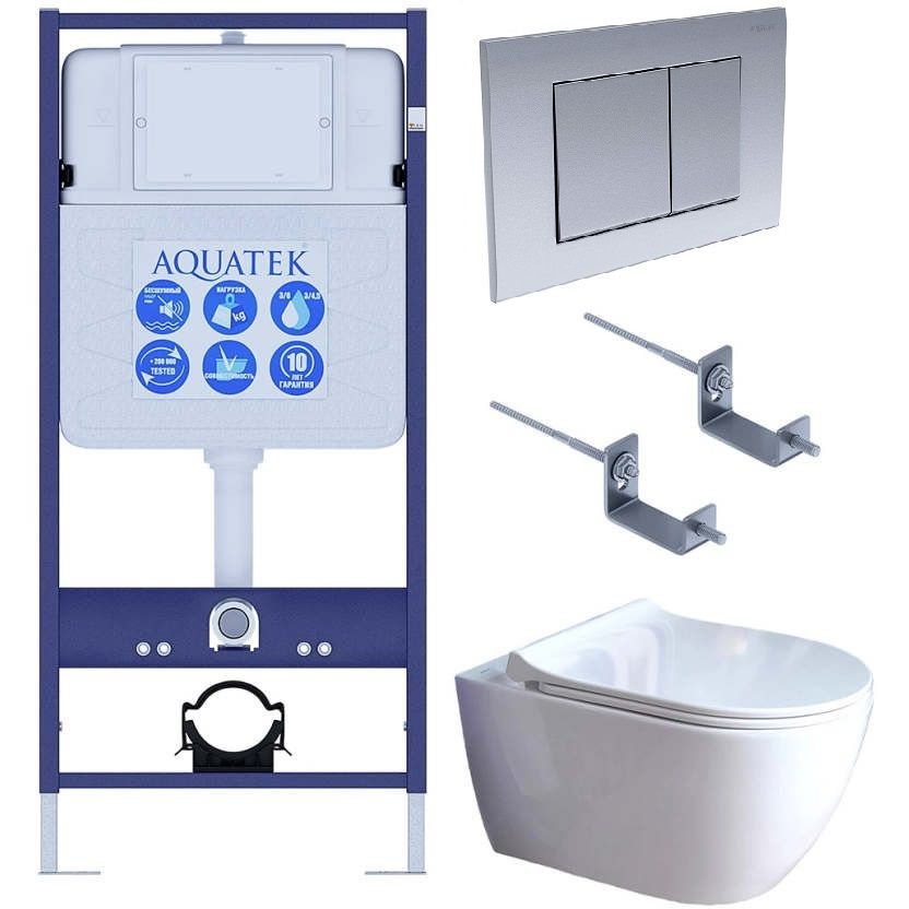 Подвесной унитаз SET Aquatek Поларис-01-011 4в1, кнопка хром матовый