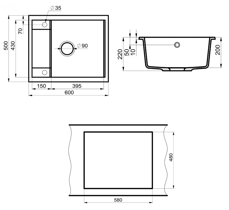 Кухонная мойка Point Римо PN3010AL 60 см серый