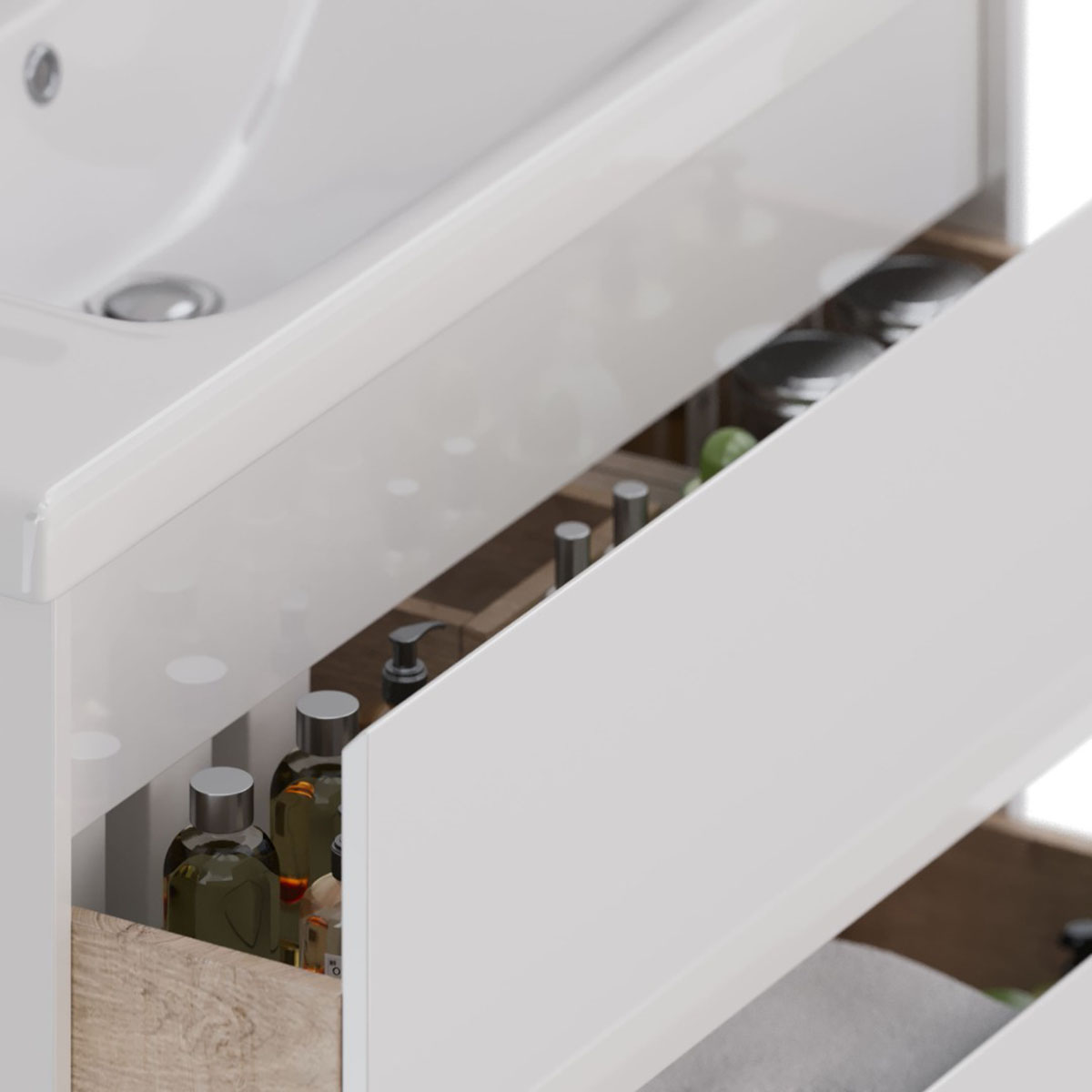 Тумба с раковиной Lemark Combi 100 см белый глянец
