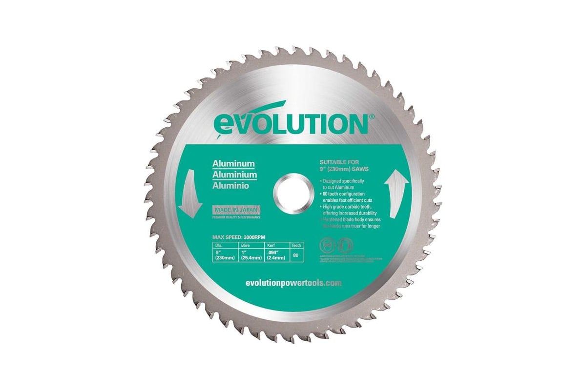 Диск (230х25.4х2,4 мм; 80 зубьев) по алюминию Evolution EVOBLADE230AL
