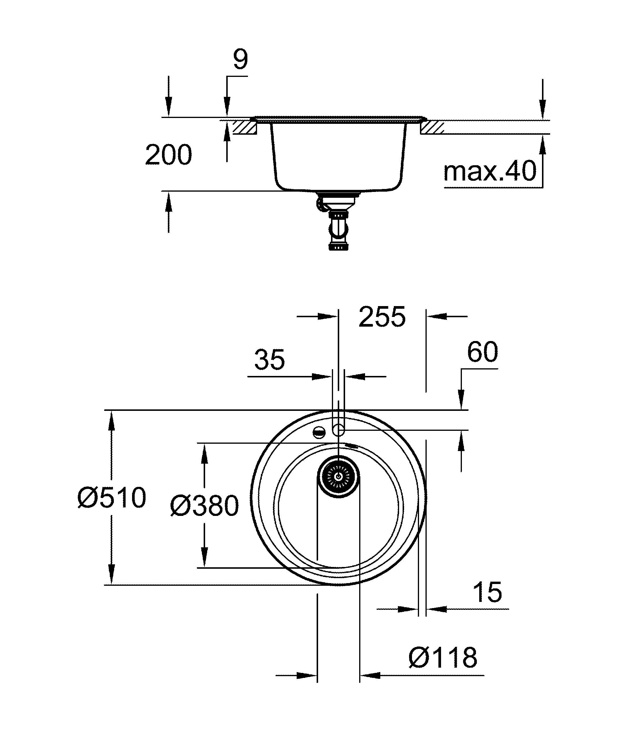 Кухонная мойка Grohe K200 31656AT0 51 см серый гранит