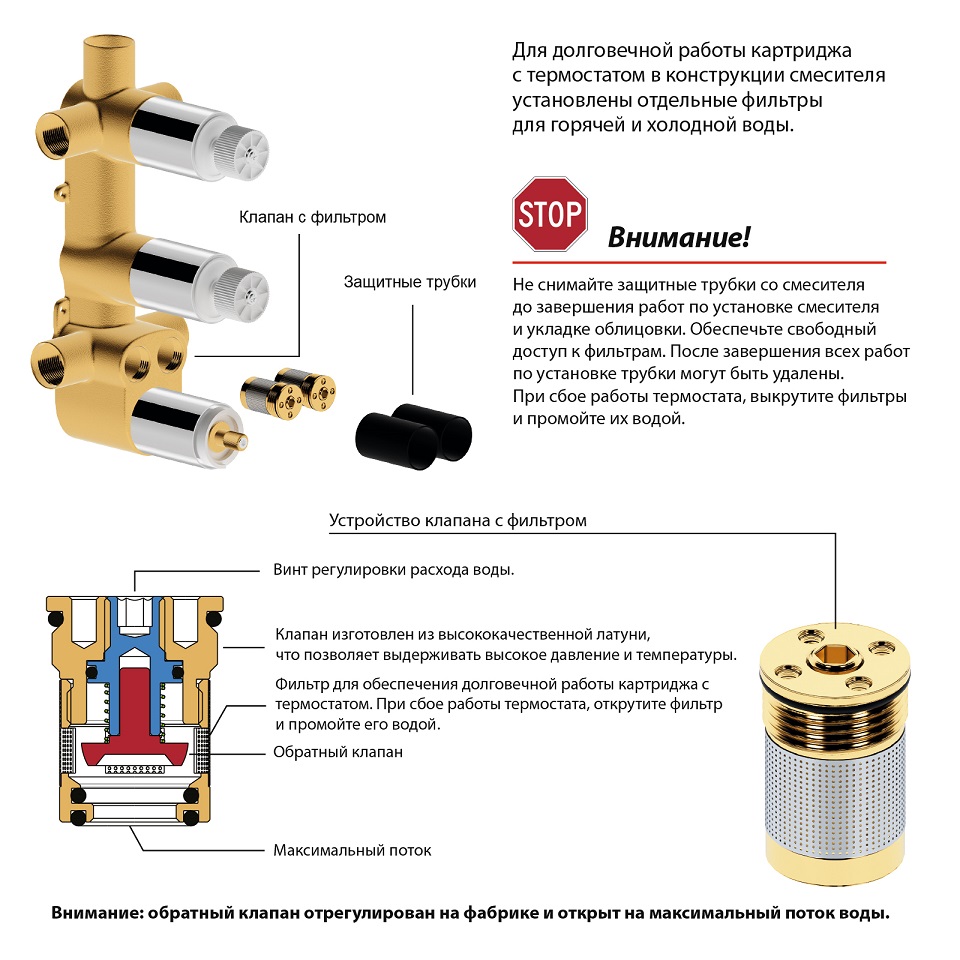 Душевой набор Timo Tetra-Thermo SX-0199/17SM термостат, золото матовое