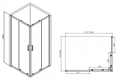 Душевой уголок Abber Schwarzer Diamant 120x90 прямоугольный, хром