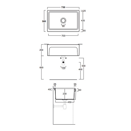 Кухонная мойка Simas Lavabi Q500 bia 75 см белый