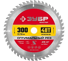 Пильный диск по дереву Зубр Оптимальный рез 300x32/30 мм, 48Т 36912-300-32-48_z01