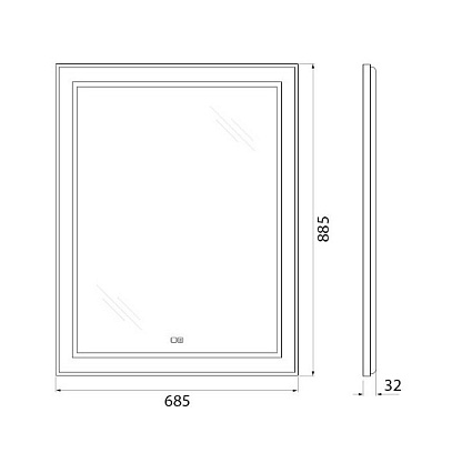 Зеркало BelBagno SPC-KRAFT-685-885-TCH-WARM 70x90 см антипар, в алюминиевой раме