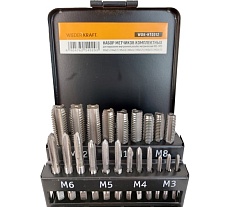 Набор комплектных метчиков Wiederkraft М3-М12, 21 предмет WDK-HT0312