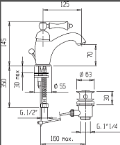 Смеситель для раковины Cezares MARGOT-LSM1-01-M с донным клапаном, хром