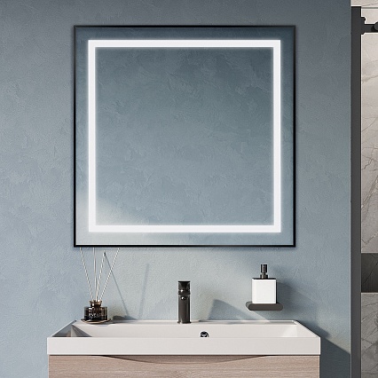 Зеркало BelBagno SPC-KRAFT-800-800-SENS-NERO 80x80 см сенсорный выключатель, черный
