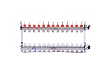Коллекторная группа 1х3/4, 13 выходов, с расходомерами и термостатическими вентилями, нерж. сталь Uni-Fitt 450I4313