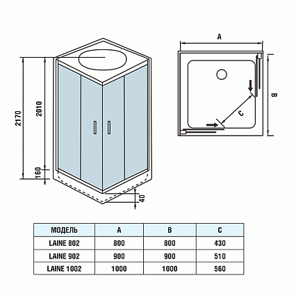 Душевая кабина WeltWasser Laine 1002 100x100 хром, прозрачное