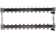 Коллектор из нержавеющей стали Rommer без расходомеров, с клапаном вып. воздуха и сливом, 12 выходов Rms-3201-000012 RG0091LAMUO4HD