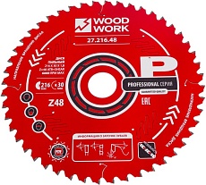 Диск пильный 216x30x1.8/1.2 мм, A=-5° ATB + 8 SHEAR, Z=48 WOODWORK 27.216.48