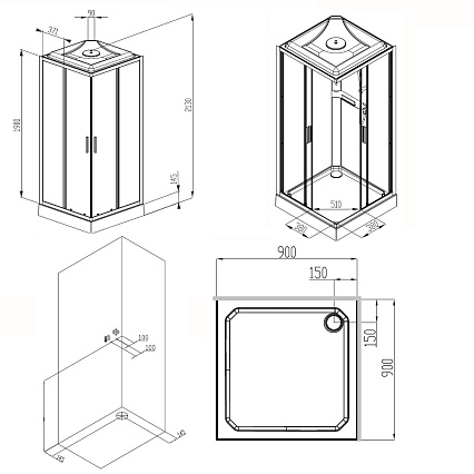 Душевая кабина Am.Pm Gem W90C-403-090MT 90x90 см прозрачная, матовый хром